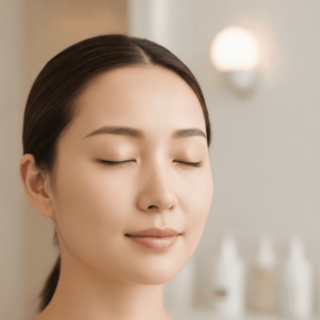 Ảnh minh hoạ (AI-generated — Gemini) — Chân dung phụ nữ châu Á trong không gian chăm sóc da
