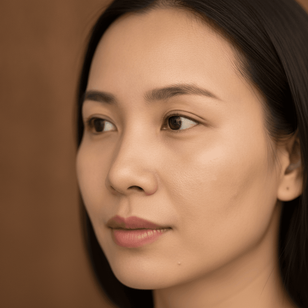 Ảnh minh hoạ (AI-generated — Gemini) — Chân dung phụ nữ châu Á dùng minh hoạ các dạng sẹo rỗ