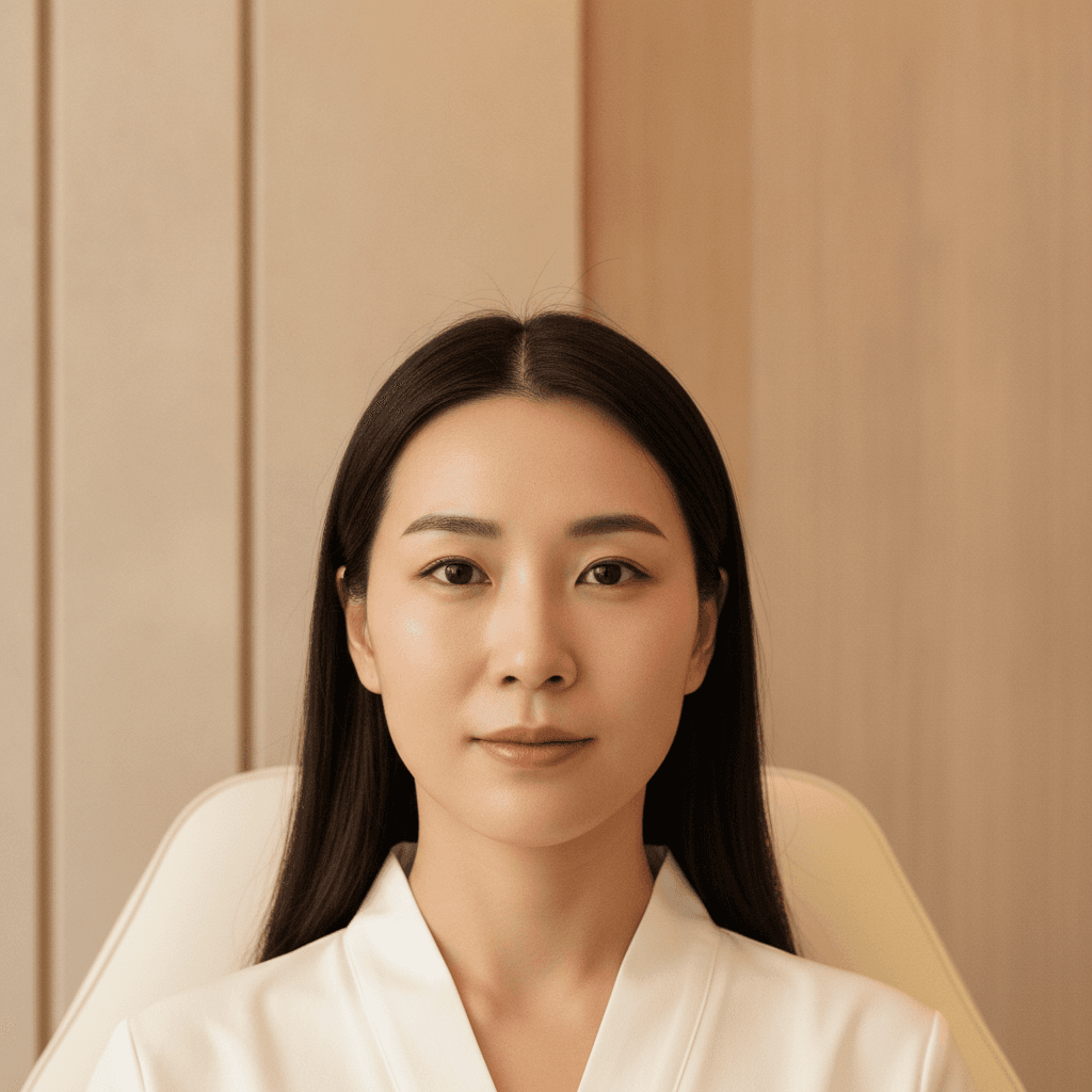 Ảnh minh hoạ (AI-generated — Gemini) — Phụ nữ châu Á ngồi tại phòng tư vấn thẩm mỹ