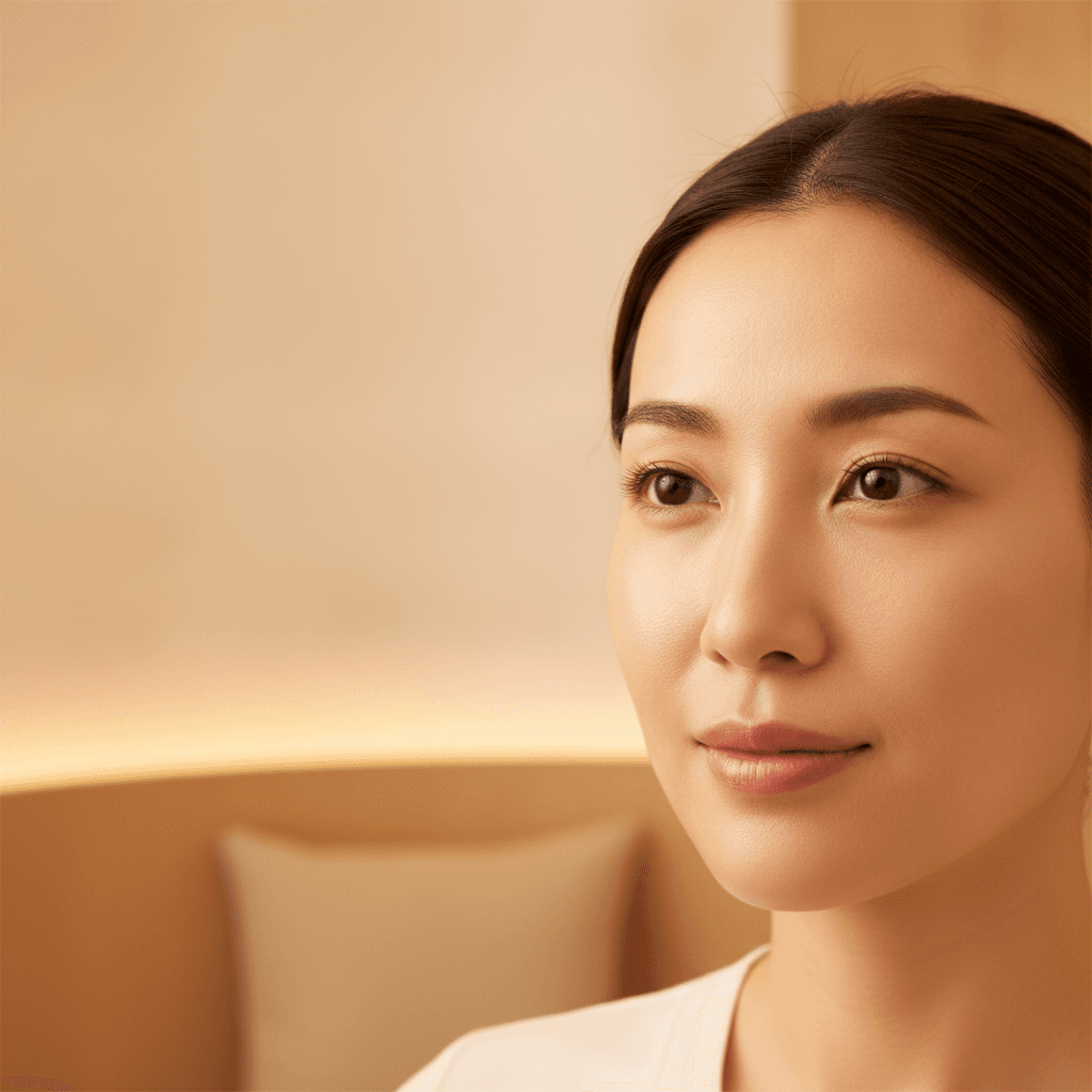 Ảnh minh hoạ (AI-generated — Gemini) — Phụ nữ châu Á quan sát biểu cảm gương mặt