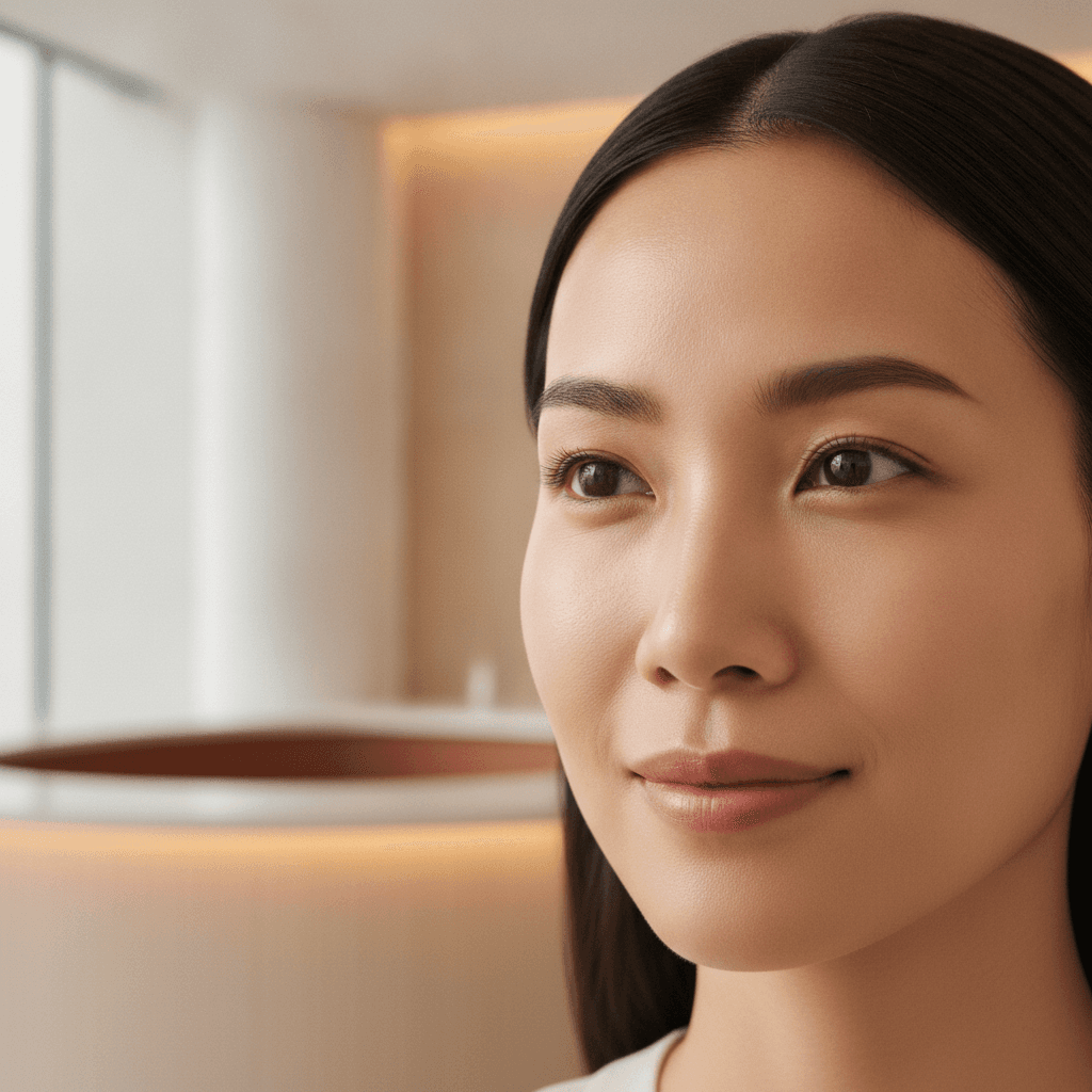 Ảnh minh hoạ (AI-generated — Gemini) — Chân dung phụ nữ châu Á trong không gian tư vấn thẩm mỹ